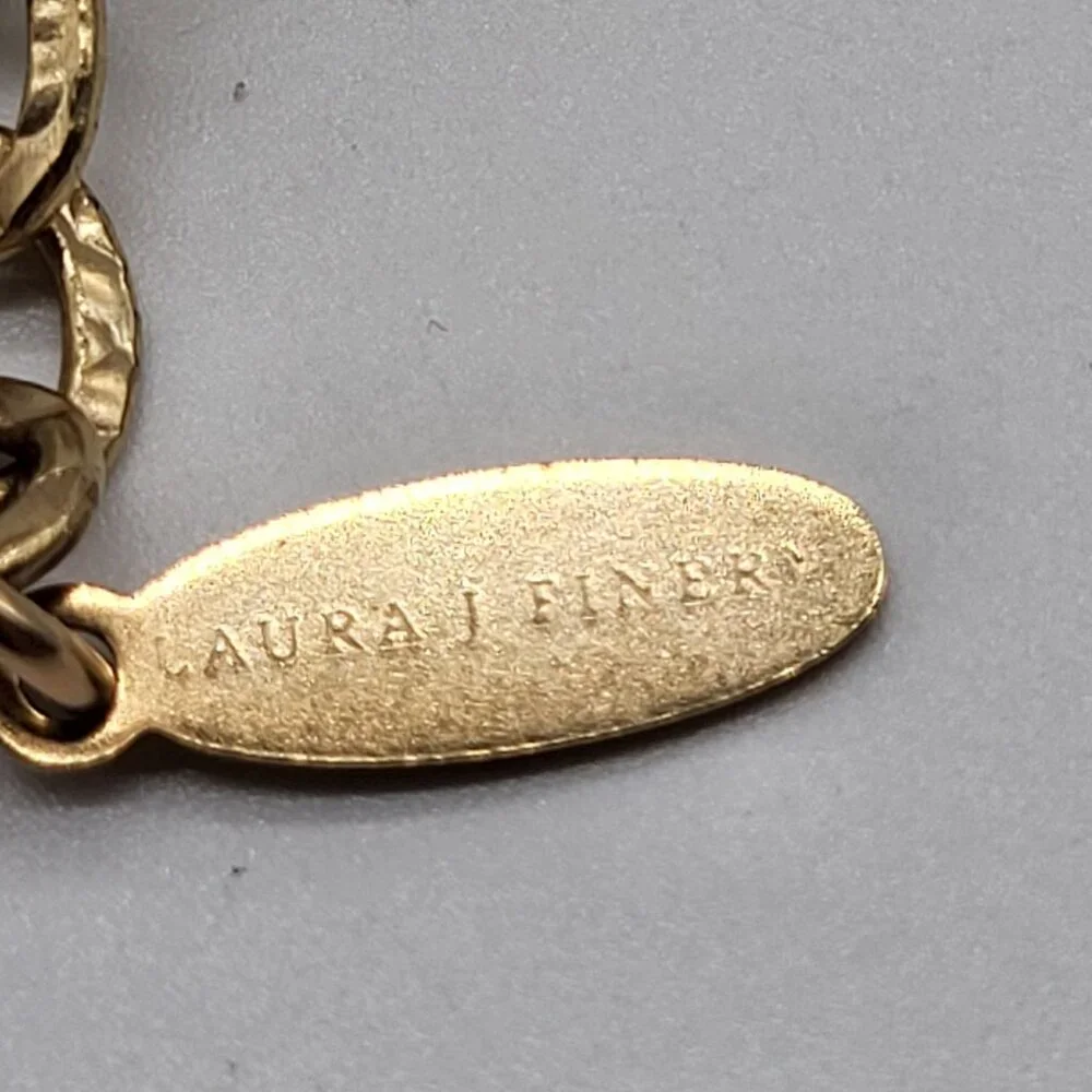 Laura J Finery Gold Plated Brass Necklace Druzy Geode Pendant Teal Gemstones - Picture 10 of 12